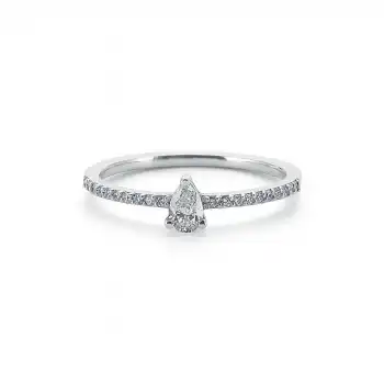 Teardrop Diamond Side Stone Ring