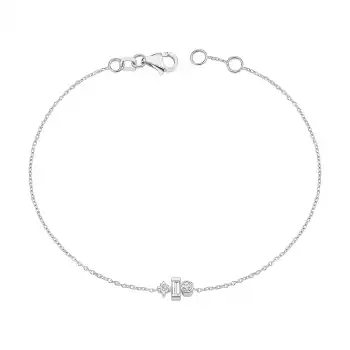 Two Round & One Baguette Diamond Chain Bracelet