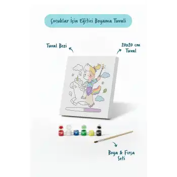 Unicorn Prenses Boyama Tuvali – Şövalesiz Boya Seti 20x20