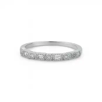 Vintage Baguette and Round Diamond Band Ring