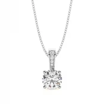 White Gold Solitaire Pendant Necklaces