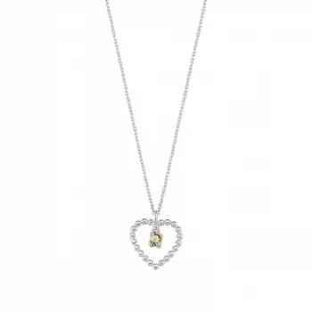 Yellow Beaded Heart Necklace