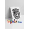 Aslan Desenli Mandala Tuval Boyama Seti 40x50 cm