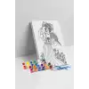 Çiçekli Kadın Desenli Mandala Tuval Boyama Seti 40x50 cm