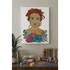 Çiçekli Kadın Portresi Mandala Tuval Boyama Seti 40x50 cm