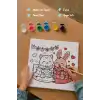 Çocuklar İçin Eğitici Boyama Seti Tavşan ve Kedicik (Şövalesiz)