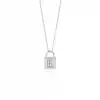 Diamond Lock Letter E Pendant Necklace