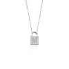 Diamond Lock Letter M Pendant Necklace