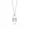 Diamond Lock Letter M Pendant Necklace