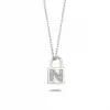 Diamond Lock Letter N Pendant Necklace