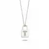 Diamond Lock Letter T Pendant Necklace