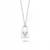 Diamond Lock Letter V Pendant Necklace