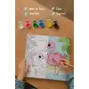 Flamingo Temalı Çocuk Boyama Tuvali – Şövalesiz Eğitici Boyama Seti 20x20 cm