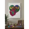 Kalp Çiçek Desenli Mandala Tuval Boyama Seti 40x50 cm