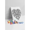 Kalp Desenli Mandala Tuval Boyama Seti 40x50 cm