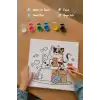 Kedi Figürlü Çocuk Boyama Tuvali – Şövalesiz Boya Seti 20x20