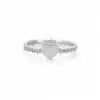 Minimal Heart Motif Diamond Side Stone Ring