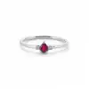 Minimal Pear Ruby Ring with Diamond Accents