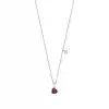 Red Enamel Heart & Diamond Pendant Necklace