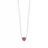 Red Enamel Heart with Diamond Pendant Necklace