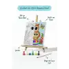 Sevimli Baykuş Temalı Çocuk Boyama Tuvali – Şövaleli Eğitici Boyama Seti 20x20 cm