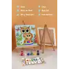 Sevimli Baykuş Temalı Çocuk Boyama Tuvali – Şövaleli Eğitici Boyama Seti 20x20 cm