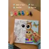 Sevimli Baykuş Temalı Çocuk Boyama Tuvali – Şövalesiz Eğitici Boyama Seti 20x20 cm