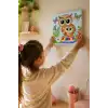 Sevimli Baykuş Temalı Çocuk Boyama Tuvali – Şövalesiz Eğitici Boyama Seti 20x20 cm