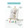 Sevimli Fil Temalı Çocuk Boyama Tuvali – Şövaleli Eğitici Boyama Seti 20x20 cm