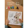 Sevimli Fil Temalı Çocuk Boyama Tuvali – Şövalesiz Eğitici Boyama Seti 20x20 cm