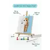 Sevimli Kedi Temalı Çocuk Boyama Tuvali – Şövaleli Eğitici Boyama Seti 20x20 cm