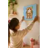 Sevimli Kedi Temalı Çocuk Boyama Tuvali – Şövalesiz Eğitici Boyama Seti 20x20 cm