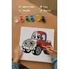Sevimli Kırmızı Kamyon Boyama Tuvali – Şövalesiz Boya Seti 20x20
