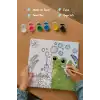 Sevimli Kurbağa Temalı Çocuk Boyama Tuvali – Şövalesiz Eğitici Boyama Seti 20x20 cm