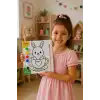 Sevimli Tavşan Boyama Tuvali – Şövalesiz Boya Seti 20x20
