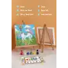 Unicorn & Doğa Temalı Çocuk Boyama Tuvali – Şövaleli Boya Seti 20x20