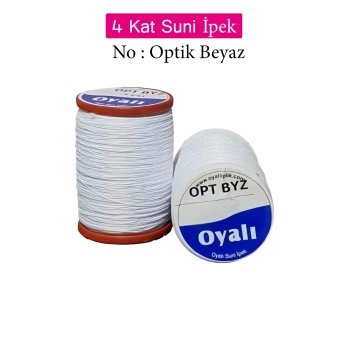 Oyalı 4 Kat Suni İpek İplik İğne Oyası Boncuk İpi Tığ Oyası No:Optik Beyaz