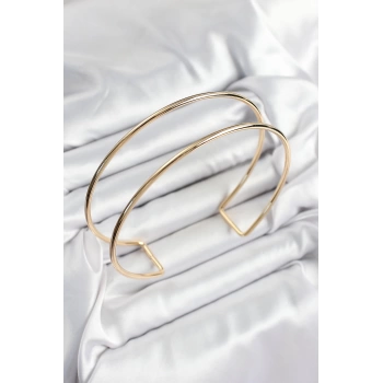 Pirinç Çift Görünümlü Model Gold Renk Kadın Pazu Bileklik