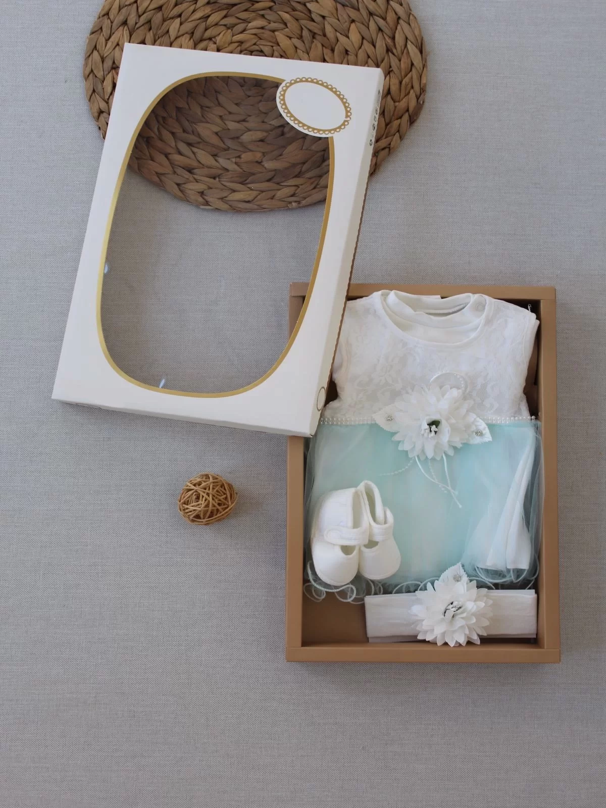 0-6 Moon Skirted Stone Detailed Girl Baby Gift , Jurisprudence , Flower 3d Suit Turkuaz
