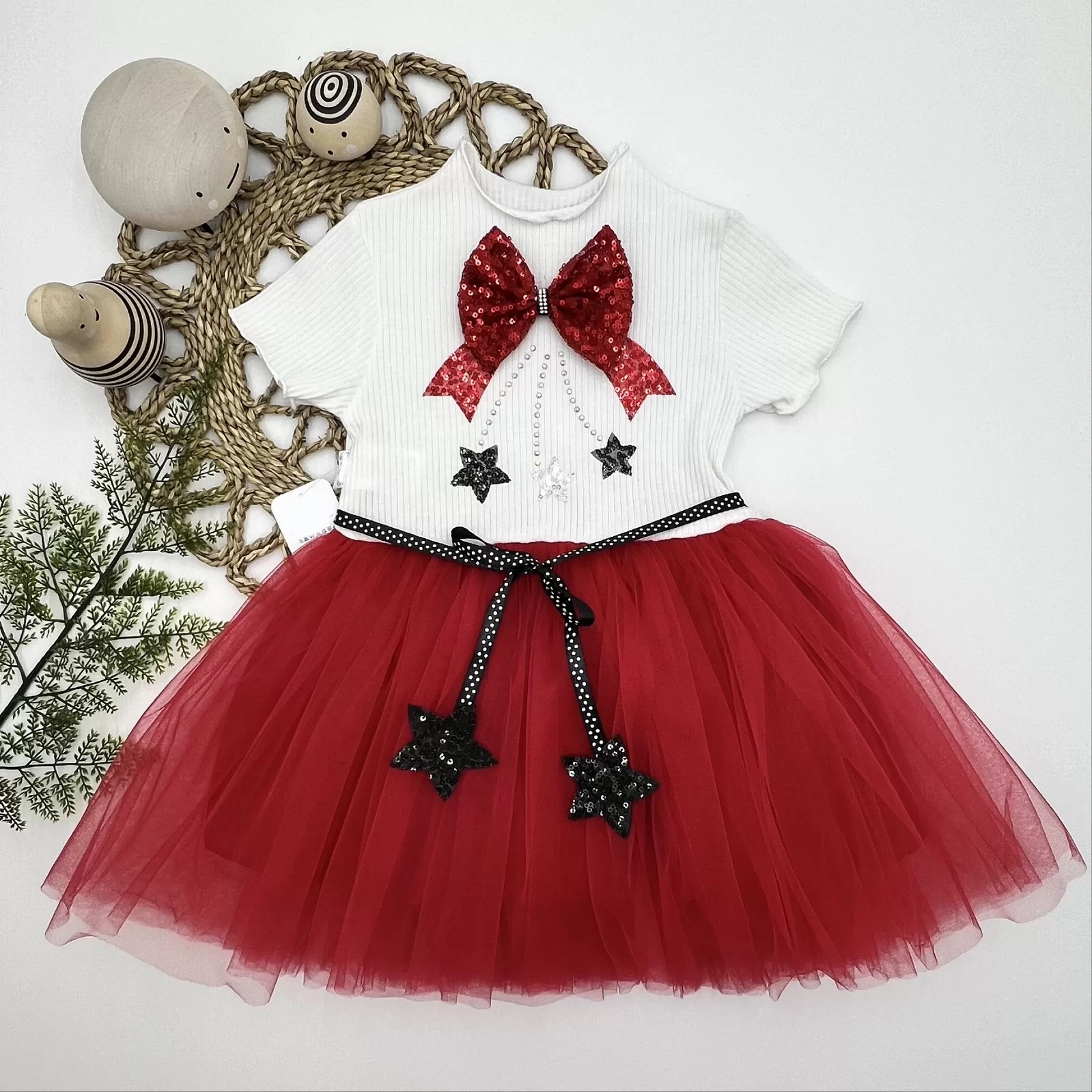 1-2-3 Age Sequin Star Embroidered Lining Skirt Girl Baby Milk Dress Supplement