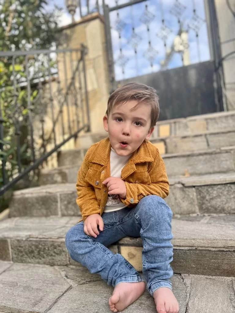 3-4-5 Age Fitilli Velvet Jacket Jeans 3 Girl Male Children Set Hardal