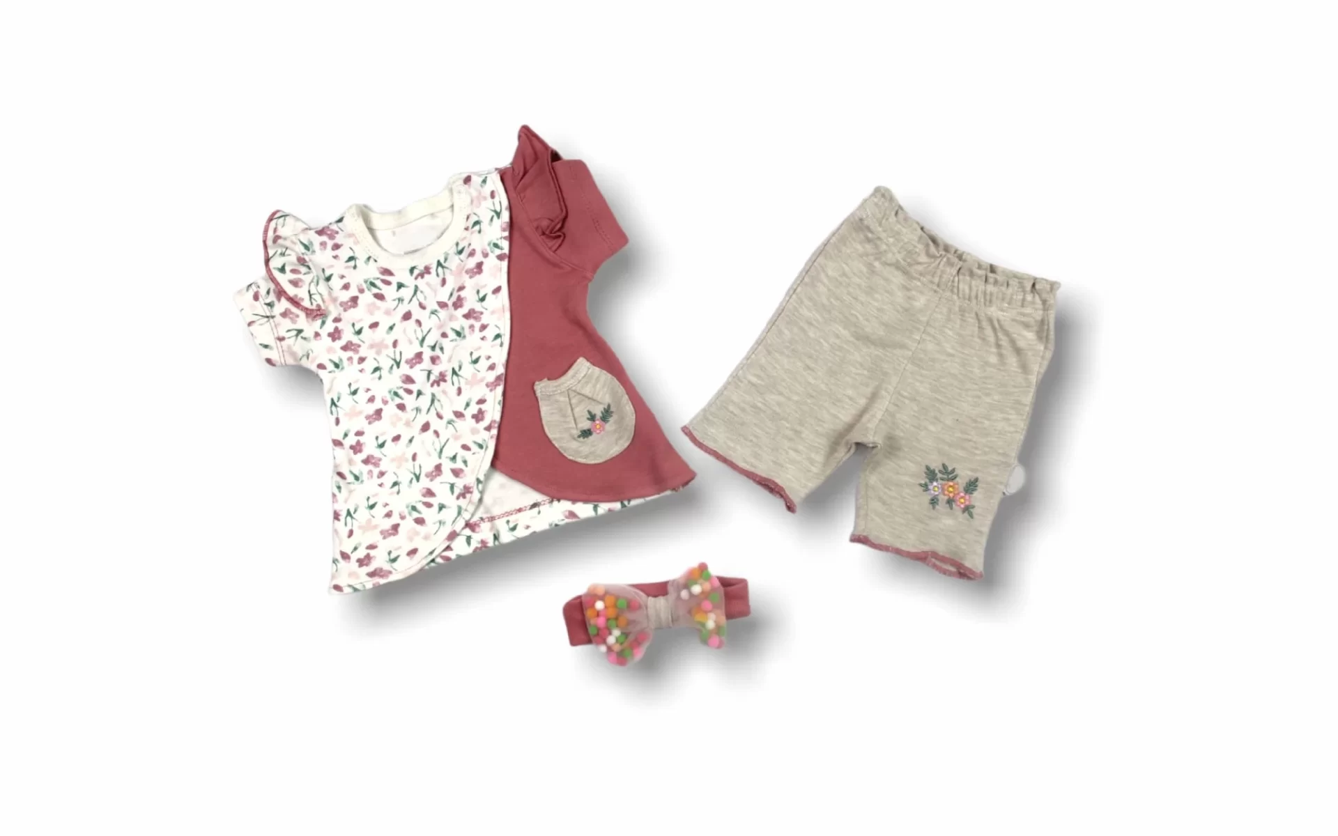 3-6 6-9 9-12 Months Angel Girl Embroidery Bandana With Short Sleeves Sweaty Shorts 3 Girl Baby Kit Nar Flower