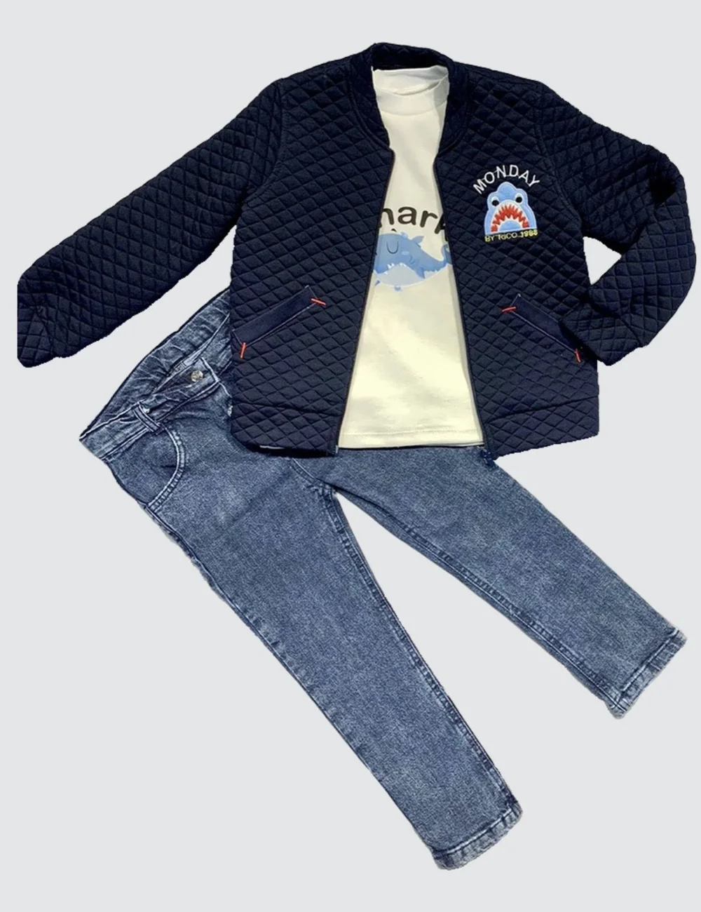 4-5-6 Age Jeans Pilot Mont Long Sleeve Penye Sweat 3some Men's Children's Kit Navy