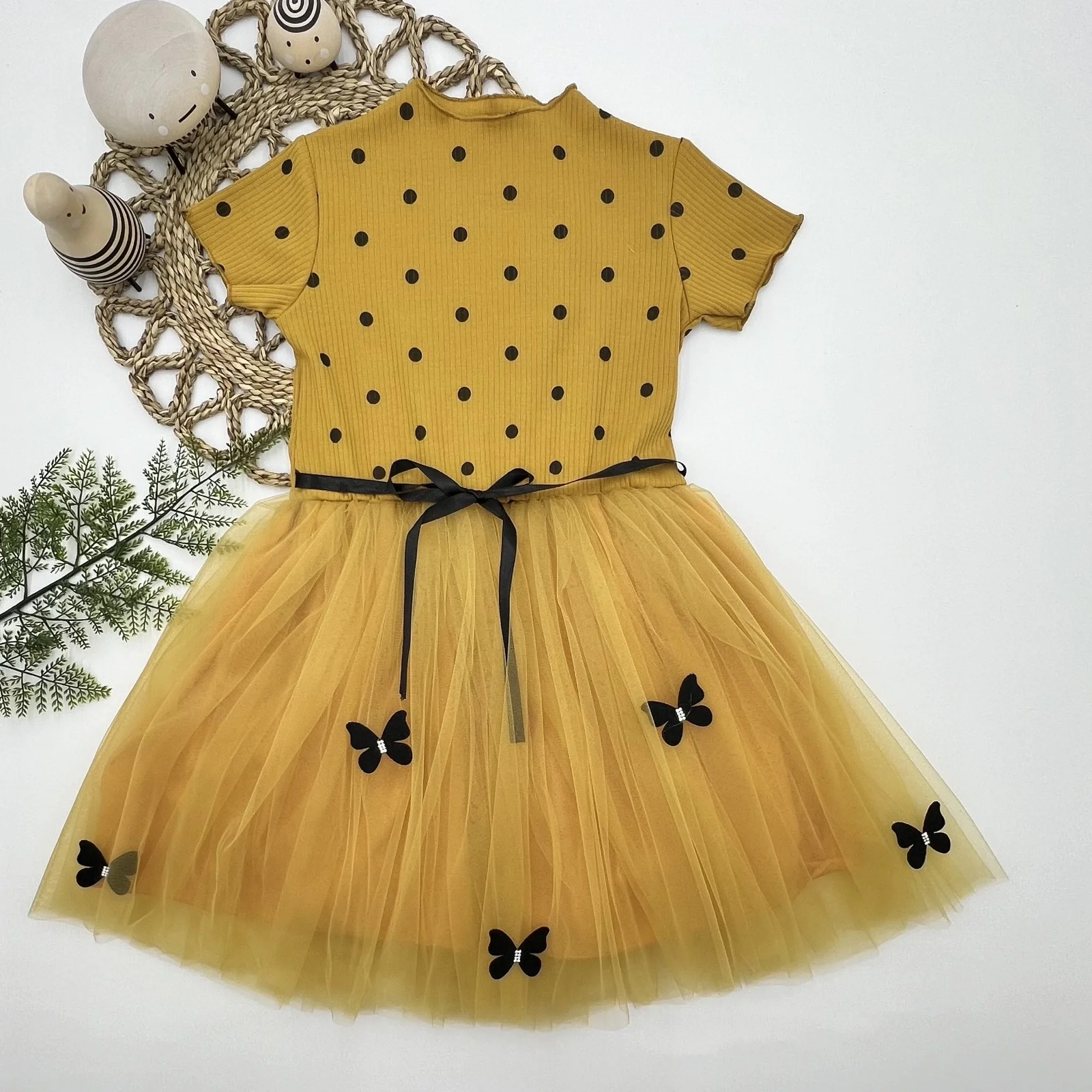 5-6-7 Age Padded Butterfly Skirted Girl Kids Dress Hardal