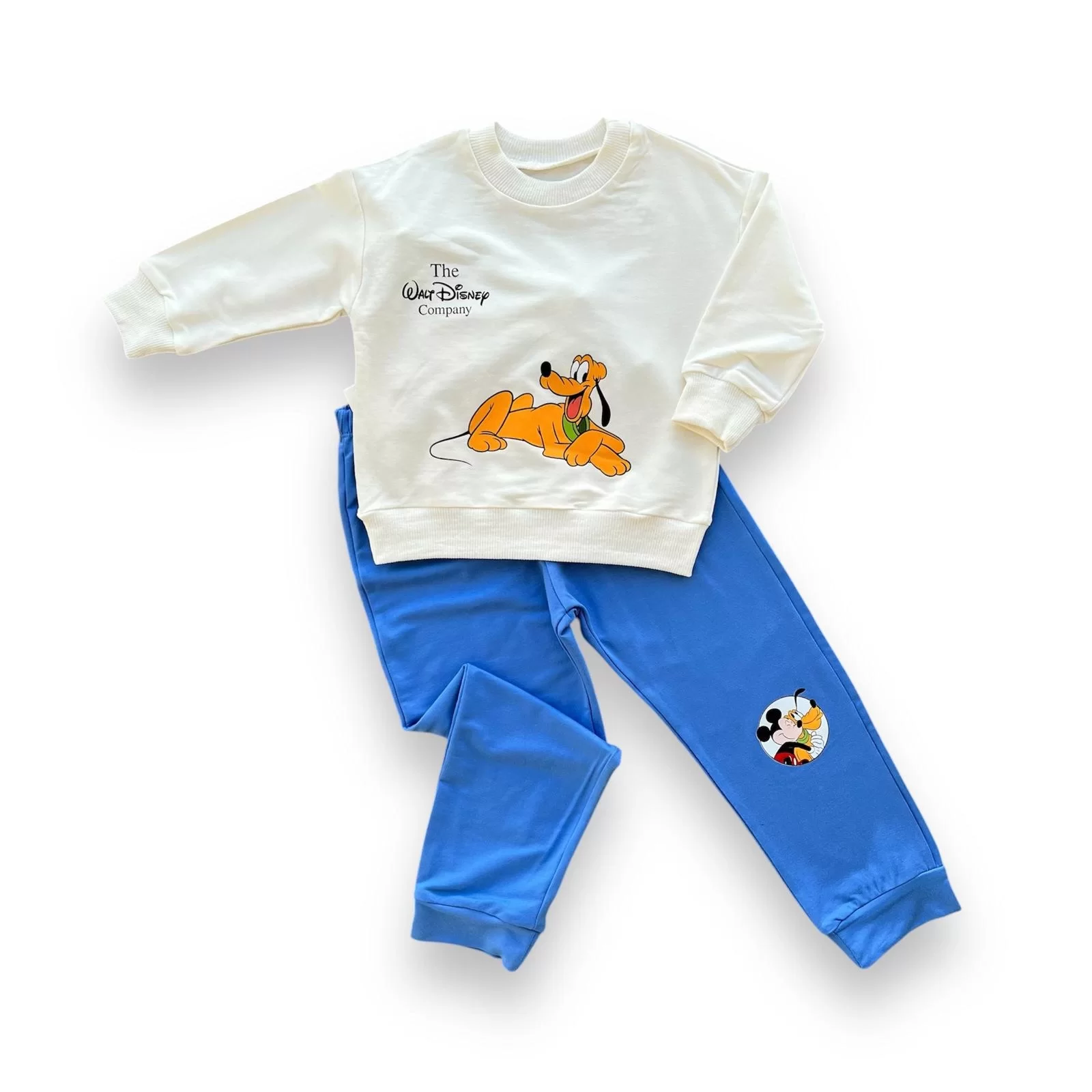 6-9-12-18 Months Dog Printed Cotton Penye Fabric Male Baby Set Blue