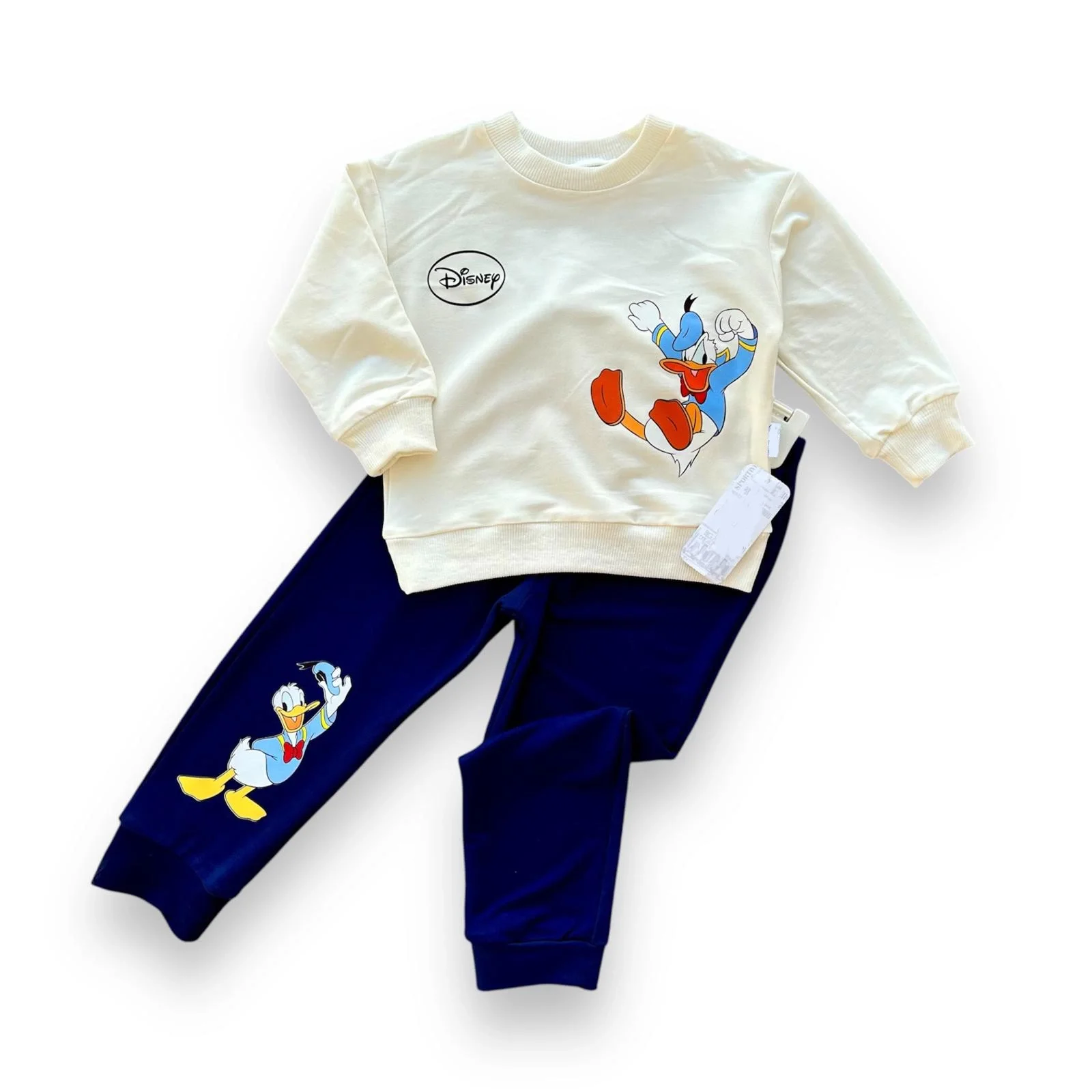 6-9-12-18 Months Duck Printed Cotton Penye Fabric Male Baby Set Navy