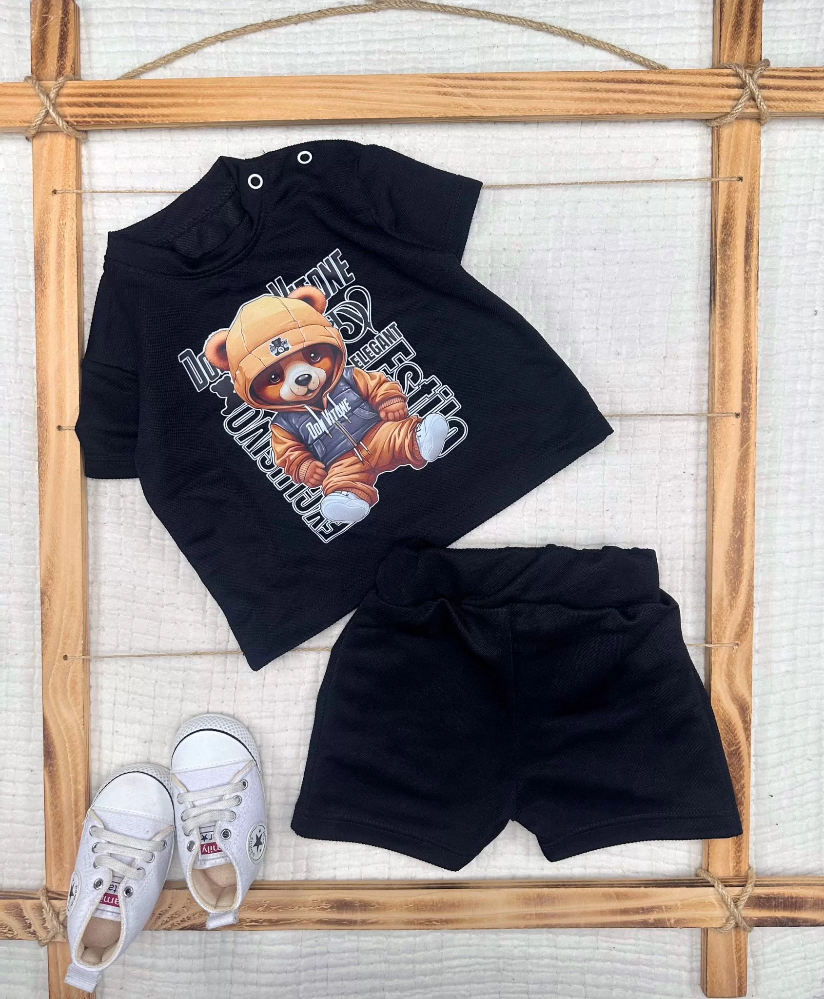 9-12-18-24 Months Dancer Bear Printed Shorts Short Sleeve T-shirt 2 Male Baby Set