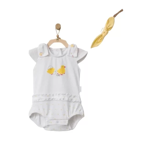 Andywawa Ac21573r Happy Chicky Baby Coverall Set Suit White