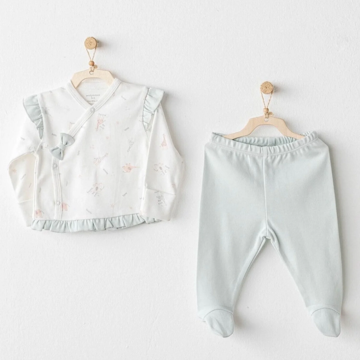 Andywawa Ac25508 Sıde Snap Set Love Family 2'Li Zıbın Set Mint