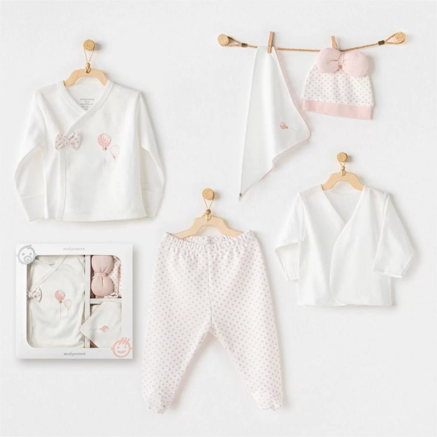 Andywawa Ac25550 Newborn Set Pınk Baloons 5 Hospital Outlet Supplement